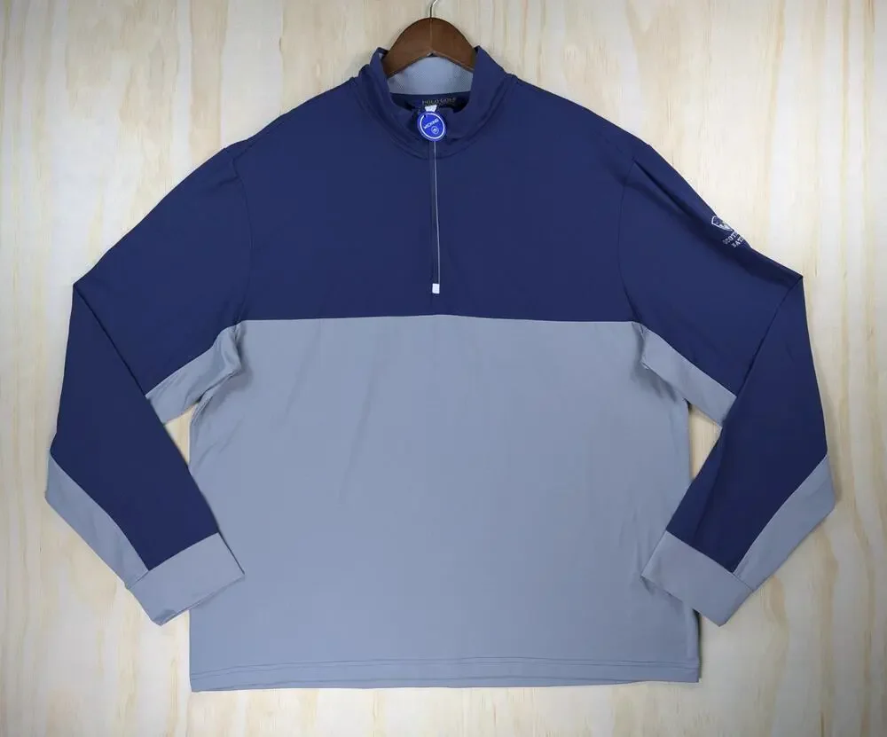 Polo Golf Men's XXL Scottsdale National 1/4 Zip Pullover Navy Grey Wicking